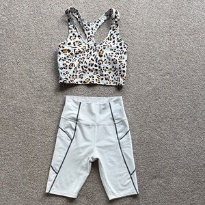 Kensie Leopard Print Activewear Set - White and Black